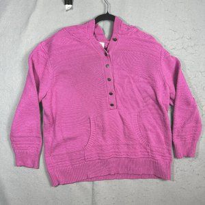 CJ Banks Womens Hoodie Plus Size 2X Pink V-Neck Button Long Sleeve Pullover